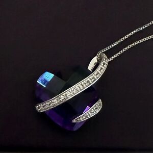 Purple amethyst and silver necklace